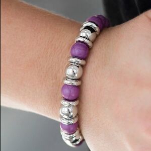 Across The Mesa Purple Stone & Silver Beaded Bracelet Modern Western Jewelry